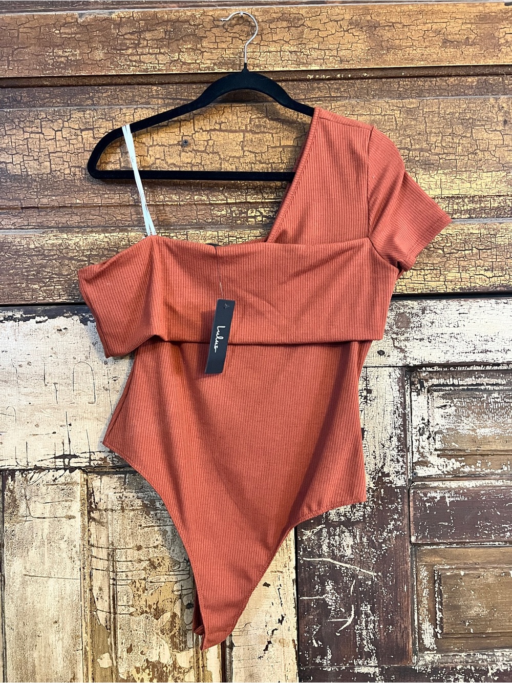Lulus Ribbed One Shoulder Bodysuit | Asymmetrical Statement Top | NWT Size L